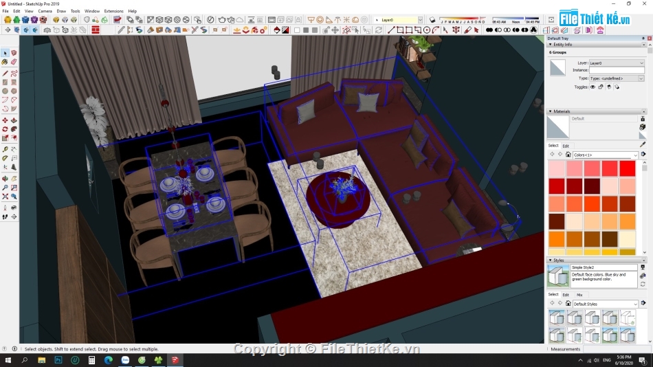 sketchup nội thất,File sketchup nội thất,sketchup sofa,sketchup bàn ăn